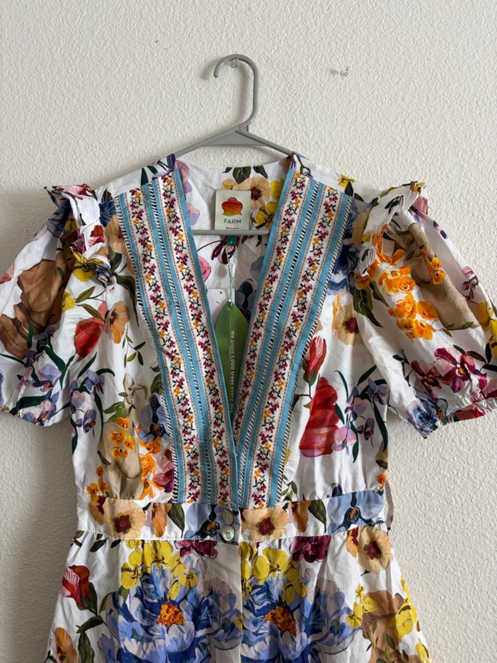 NWT Farm Rio Women's Greek Garden Off-White Mini Dress Sz Small - Picture 3 of 9